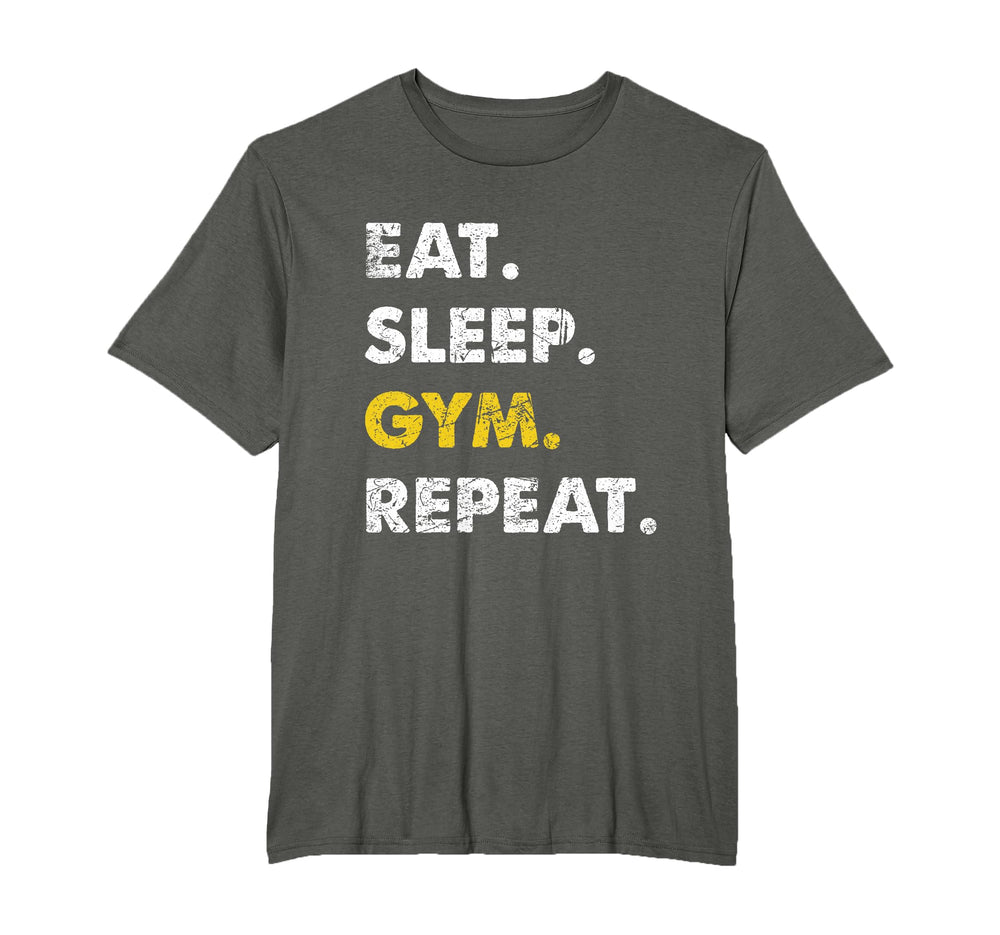 Fitness Training Eat Sleep Gym Repeat T-Shirt - Minimalist Print for Adults