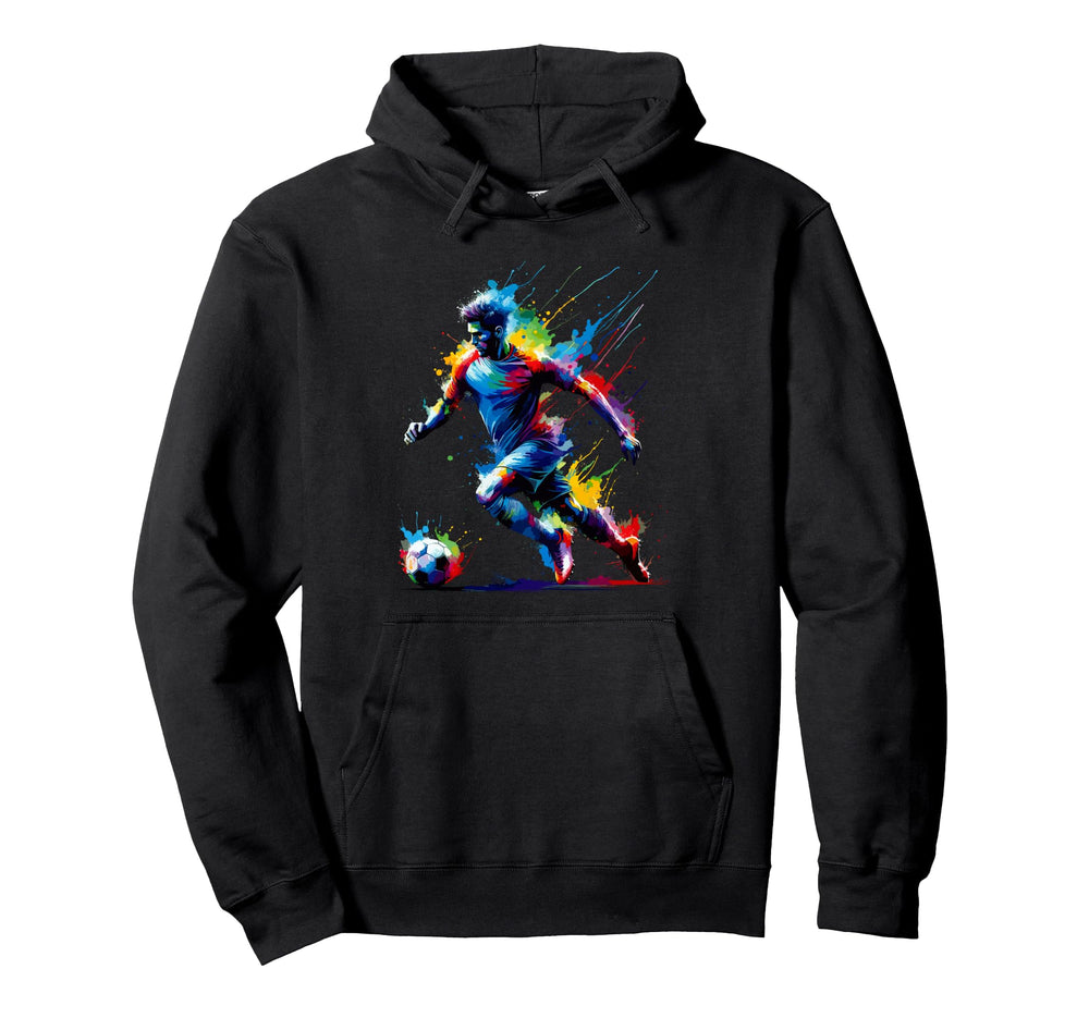 Colorful Splash Art Soccer Sport Player Hoodie - Unique Graphic Unisex