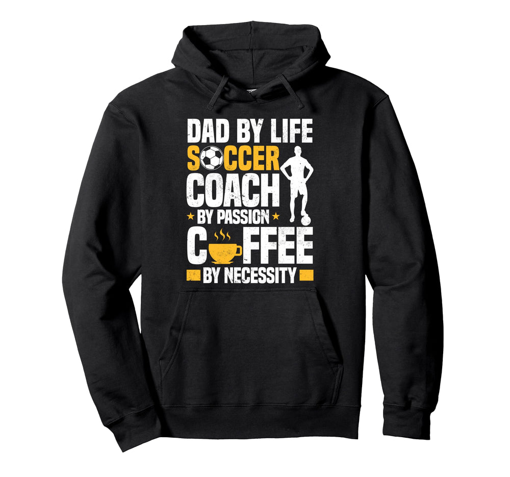 Dad Soccer Coach Coffee Lover Hoodie - Minimalist Print Men Women