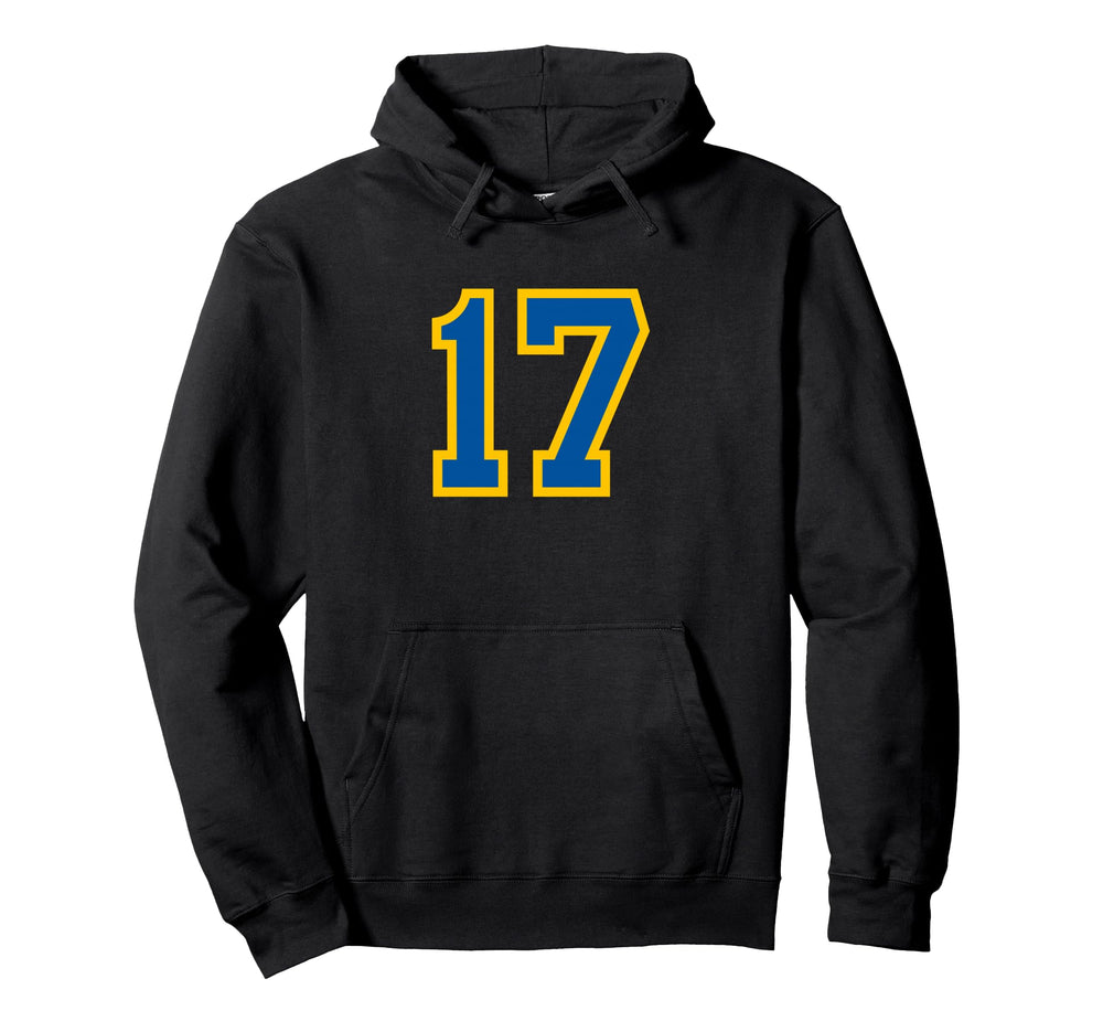 Blue Yellow Sport Team Number 17 Hoodie - Casual Everyday Wear Unisex