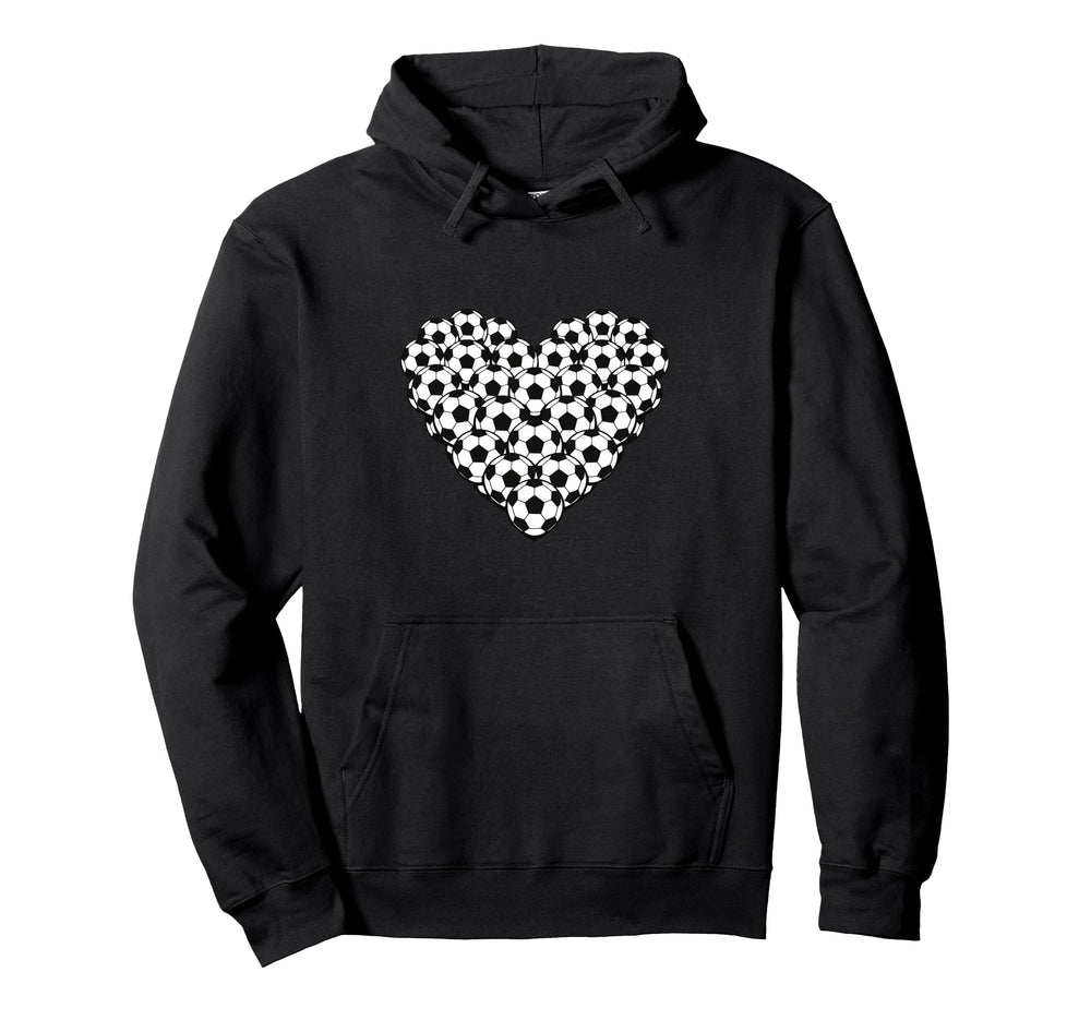 Heart Shaped Soccer Ball Pattern Hoodie - Minimalist Print for Adults