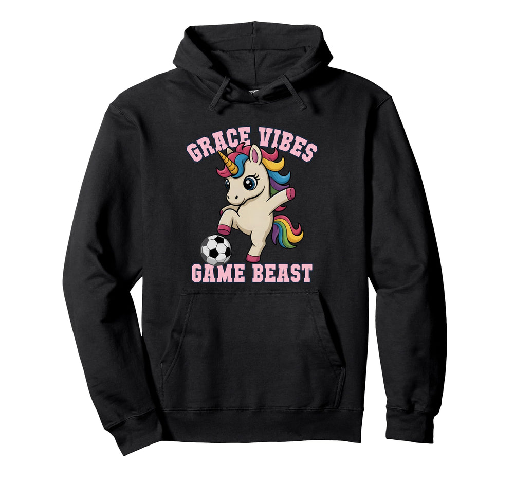 Grace Vibes Soccer Unicorn Just Who Hoodie - Novelty Apparel Men Women