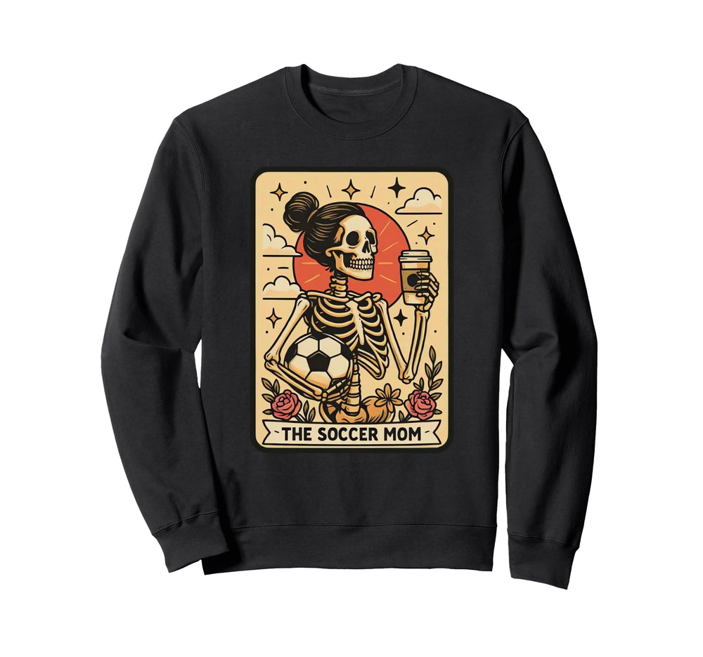Funny Soccer Mom Tarot Card Sweatshirt - Minimalist Print for Adults