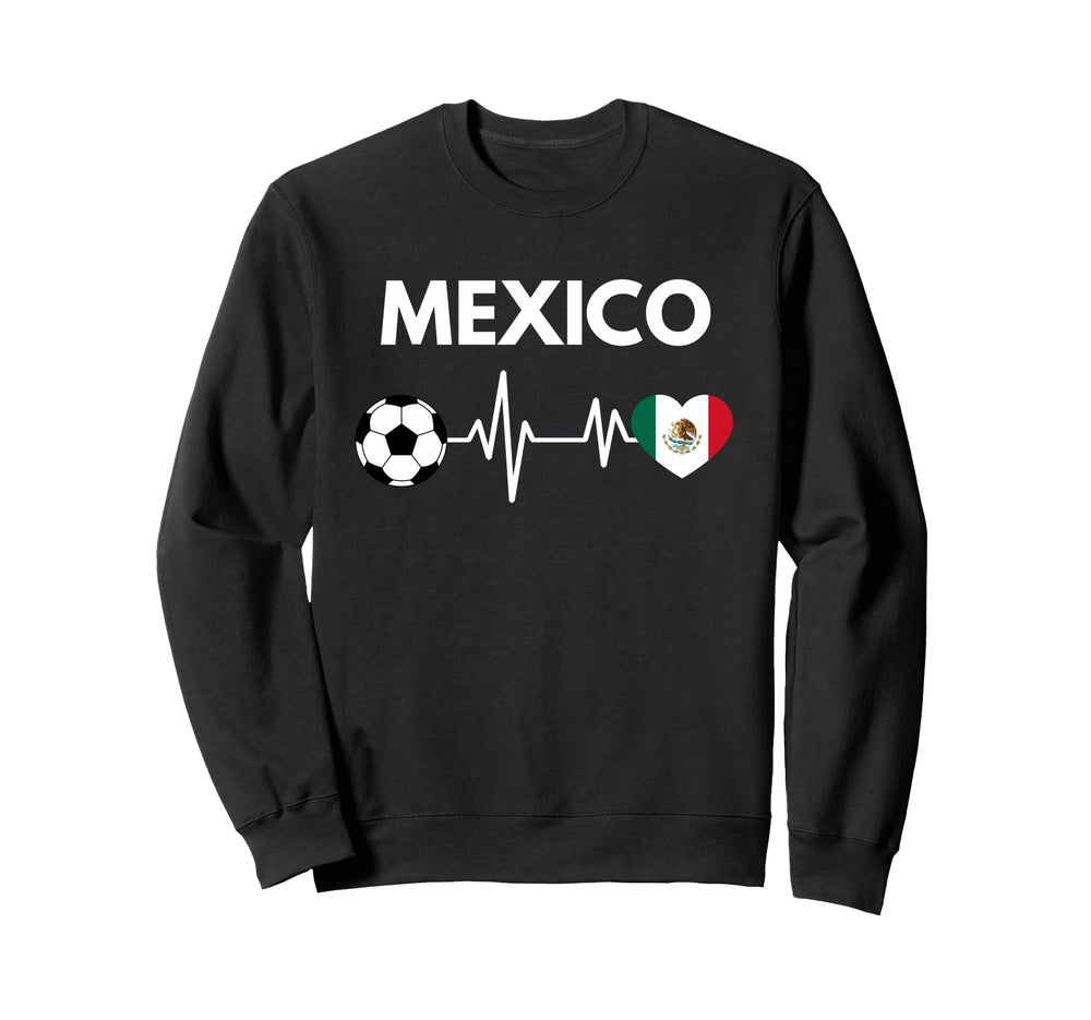 Mexico Flag Heartbeat Soccer Sweatshirt - Custom Art Print for Adults