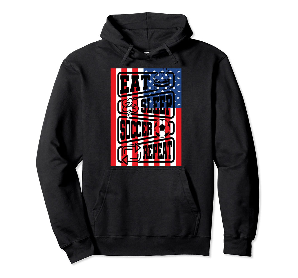 Usa Eat Sleep Soccer Repeat United Hoodie - Trendy Graphic Men Women