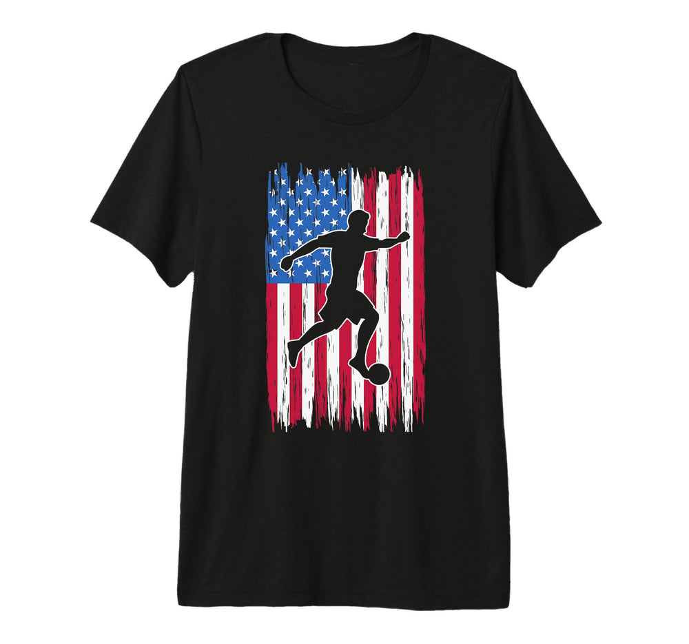 Patriotic Soccer Player Kicking Ball T-Shirt - Minimalist Print Men Women