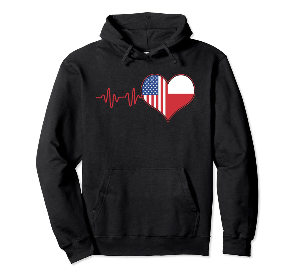 Half Polish Half American Flag Hoodie - Minimalist Print Men Women