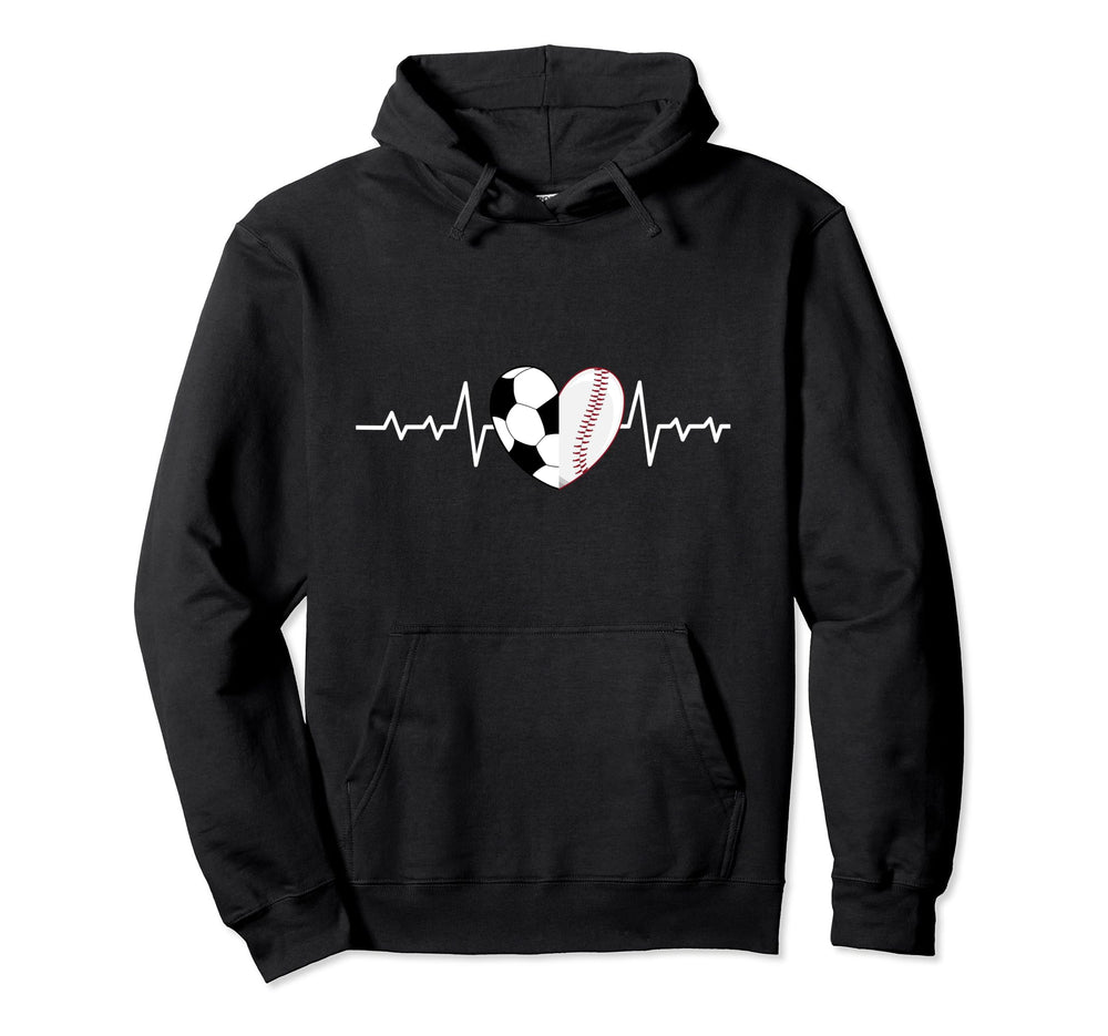 Football Heartbeat Baseball Heartbeat Hoodie - Aesthetic Graphic Men Women