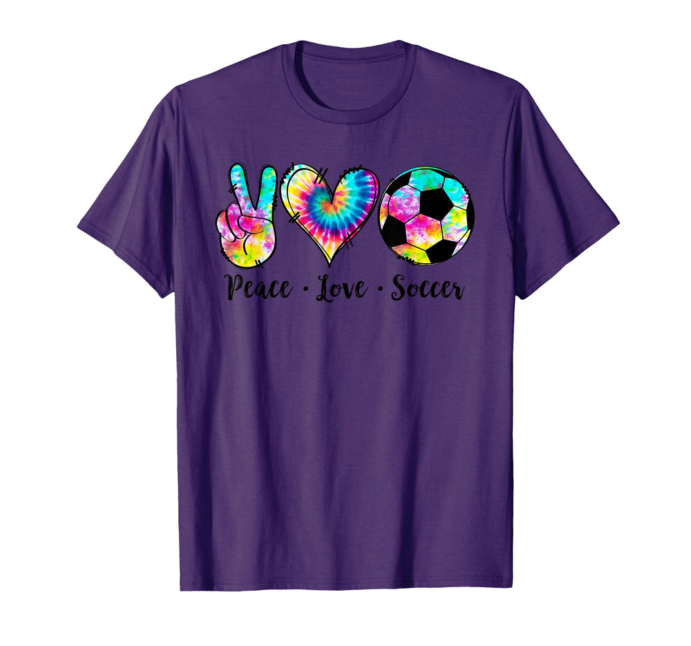Peace Love Soccer Tie Dye Hippie Soccer T-Shirt - Minimalist Print Unisex