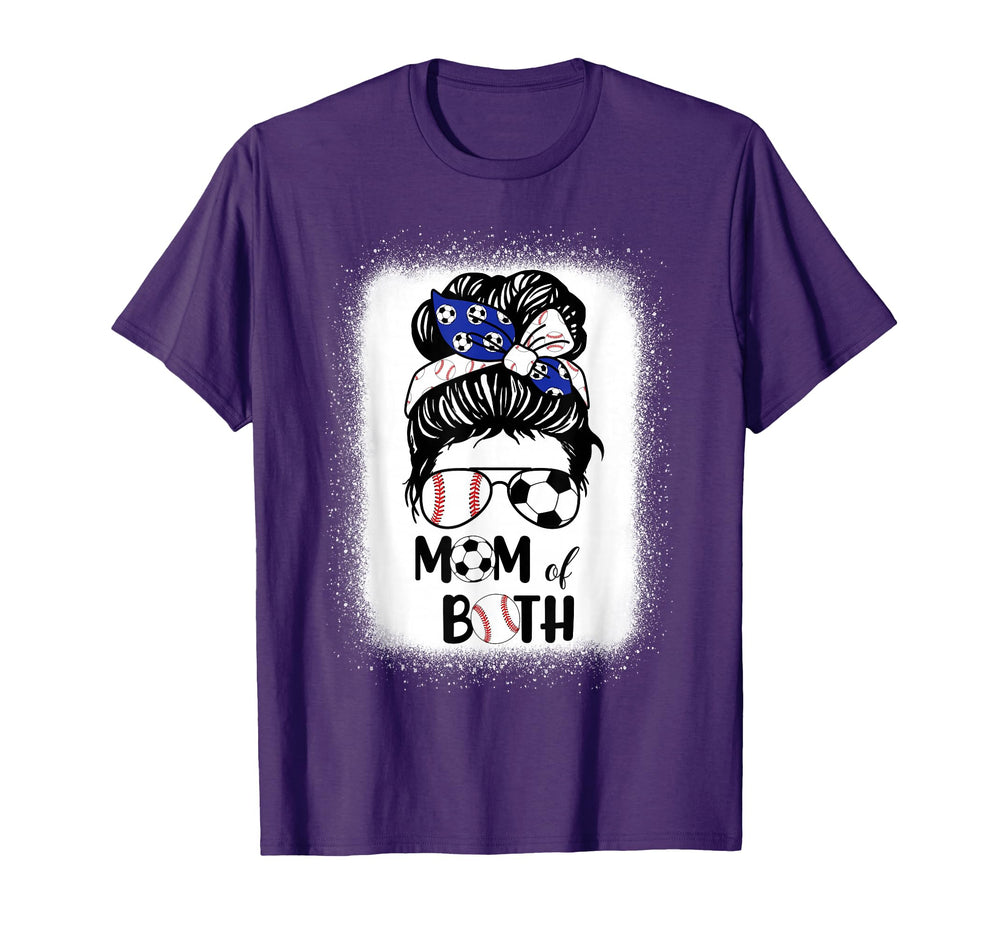 Messy Bun Soccer Mom Baseball Mom Both T-Shirt - Novelty Apparel Men Women