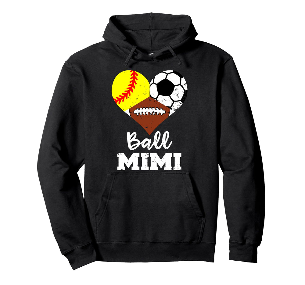 Ball Mimi Heart Funny Softball Soccer Hoodie - Unique Graphic for Adults