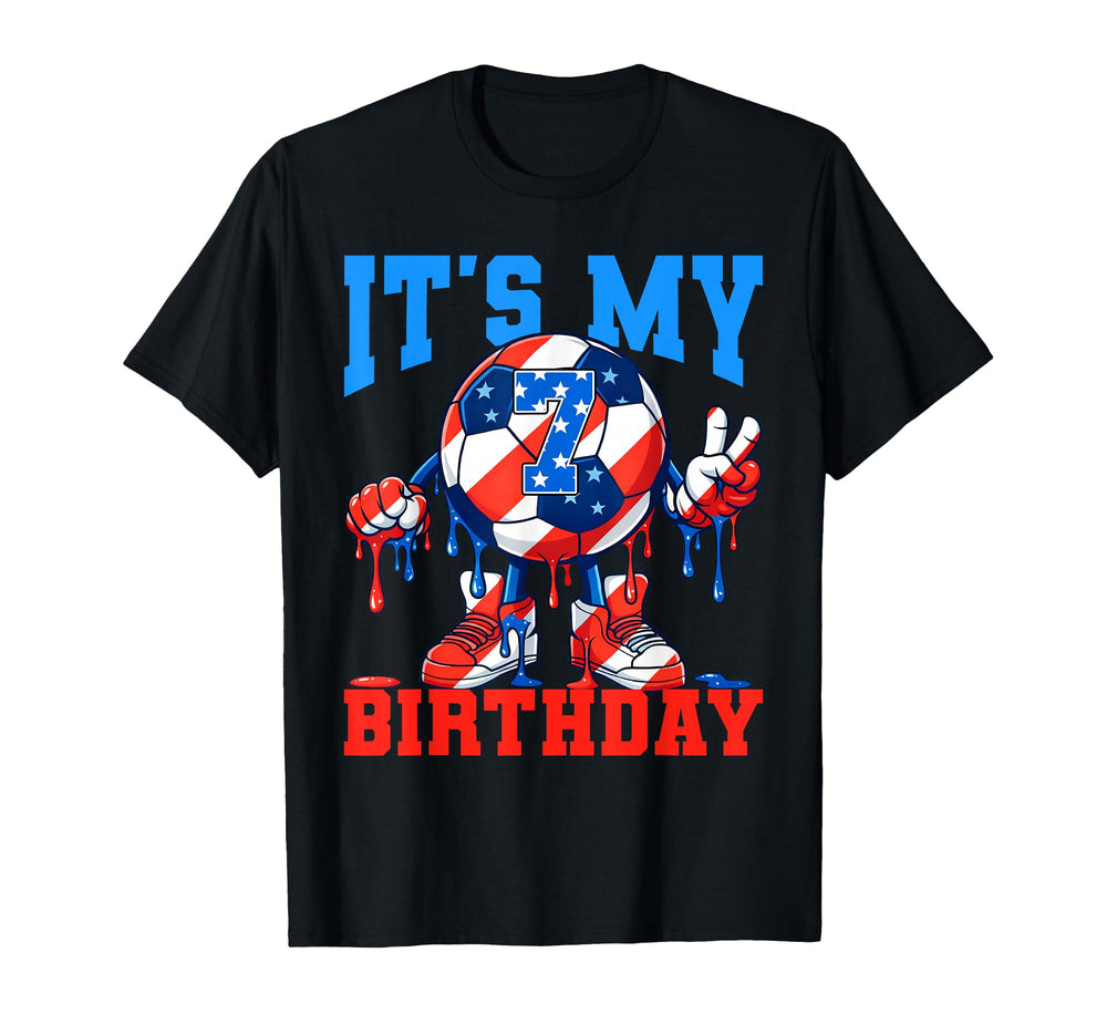 7 Year Old Its My 7Th Birthday Soccer T-Shirt - Graphic Print for Adults