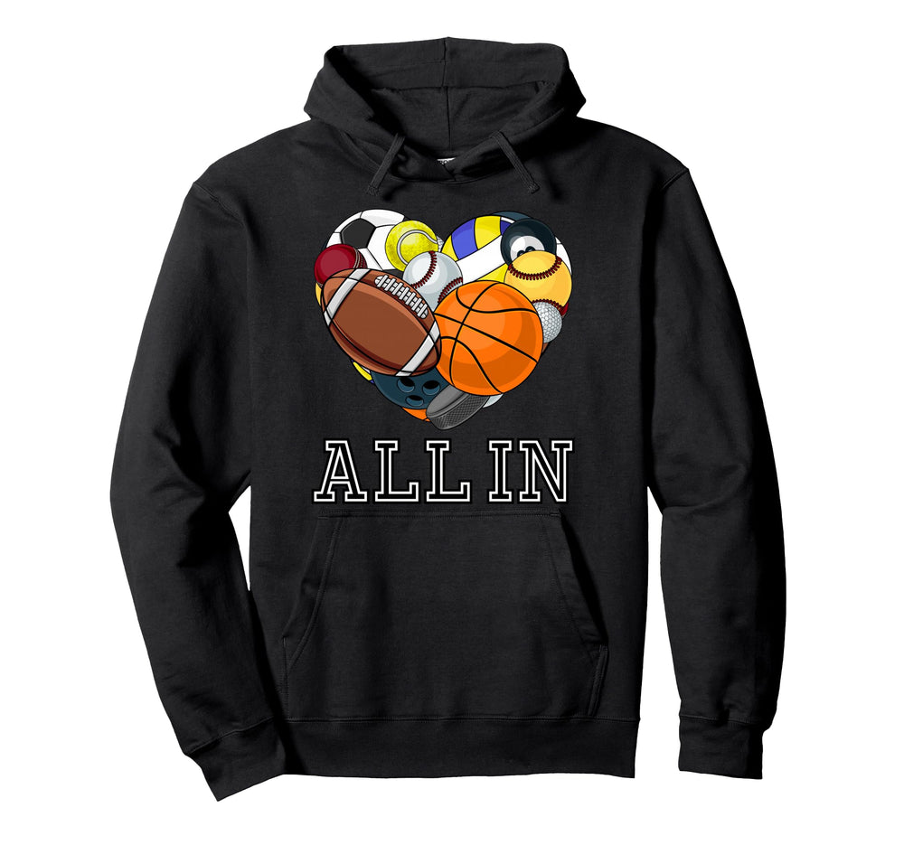 All Multi Sport Heart Sports Lover Hoodie - Custom Art Print Men Women