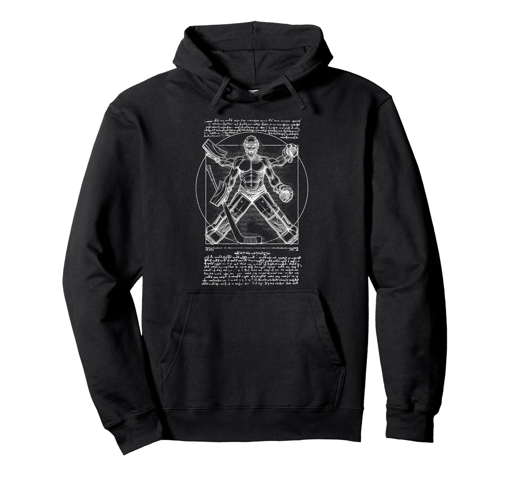 Ice Hockey Goalie Goalkeeper Vitruvian Hoodie - Minimalist Print Men Women