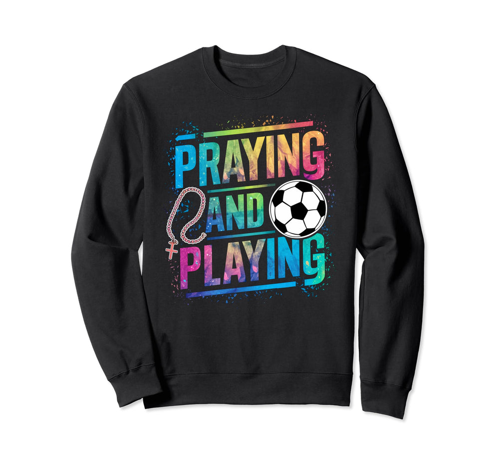 Praying Football Player Catholic Sweatshirt - Unique Graphic Men Women
