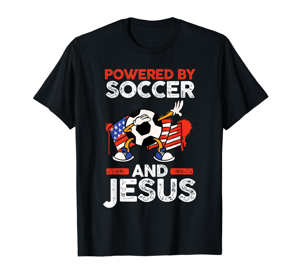 Powered Soccer And Jesus T-Shirt - Minimalist Print Unisex