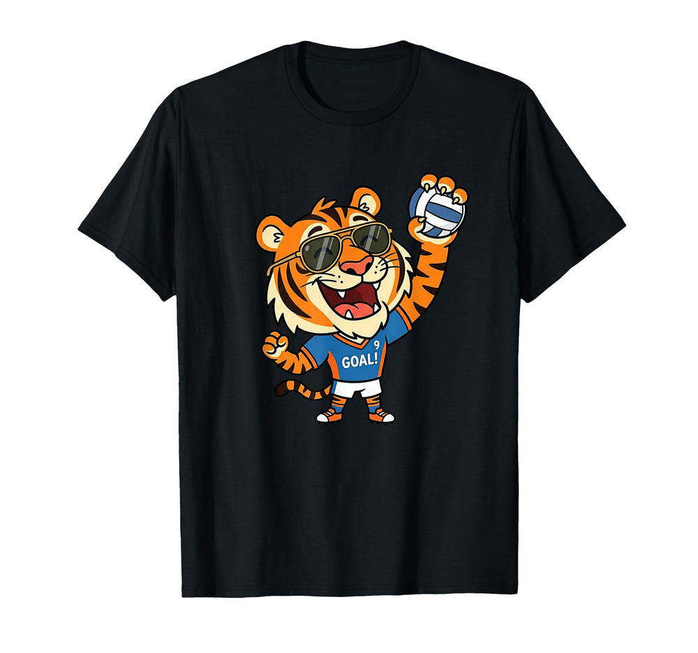 Goal Soccer Tiger Number 9 Football T-Shirt - Minimalist Print for Adults