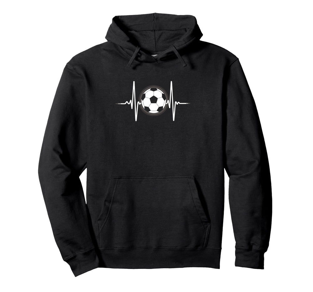 Heartbeat Soccer Player Ball Soccer Hoodie - Novelty Apparel Men Women