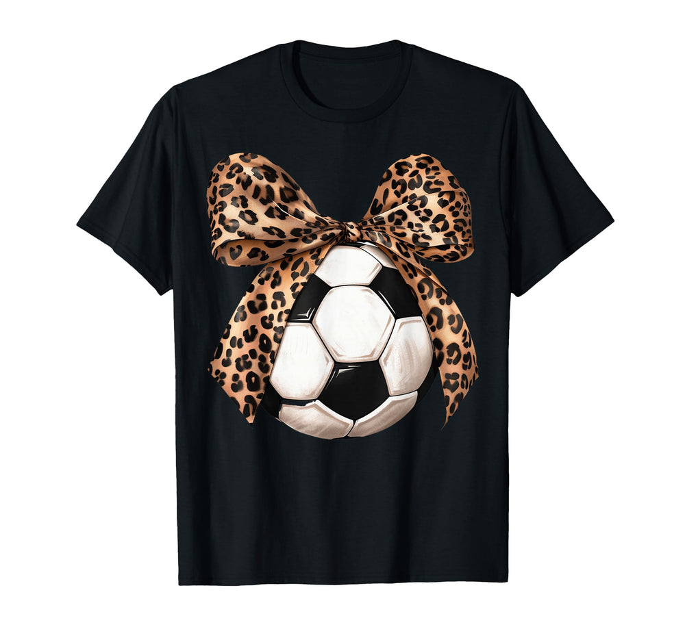 Soccer Coquette Bow Leopard Cheetah T-Shirt - Streetwear Style for Adults