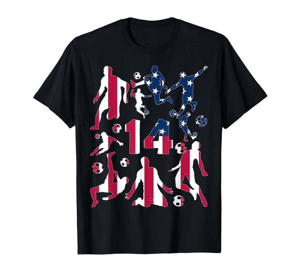 Number 14 Years Soccer 14Th Birthday T-Shirt - Minimalist Print for Adults