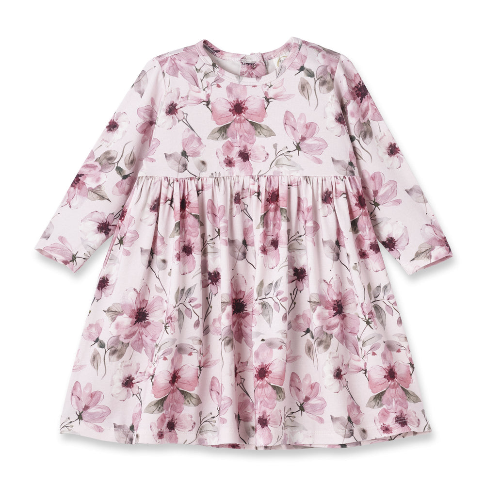Watercolor Floral Girls Dress - Soft Bamboo Jersey Tesa Babe