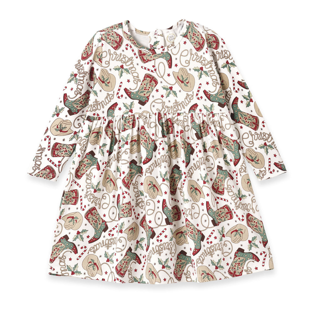 Western Christmas Girls Dress – Soft Bamboo Holiday Style Tesa Babe