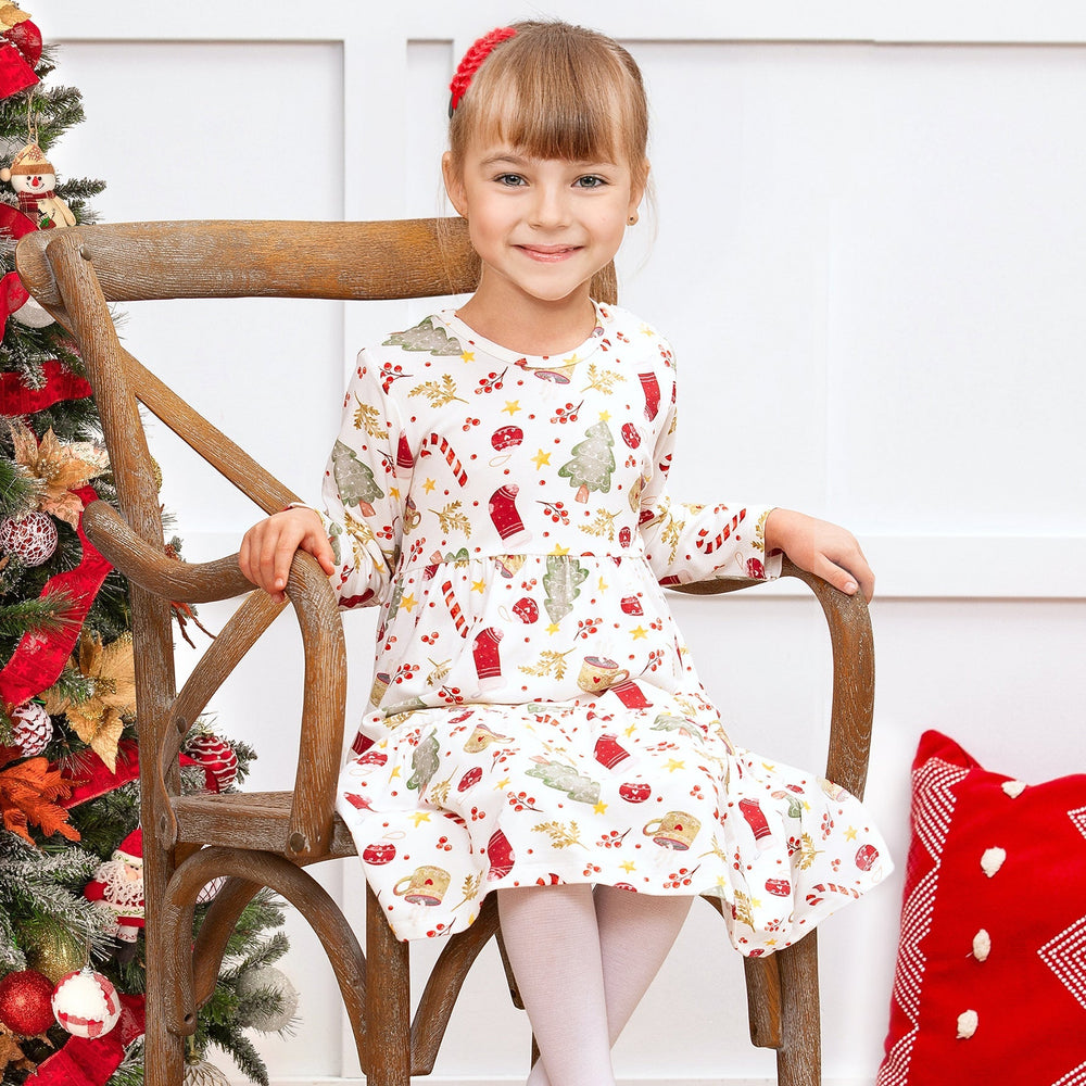 Girls’ Christmas Dress – Bamboo Holiday Tiered Twirl Dress Tesa Babe