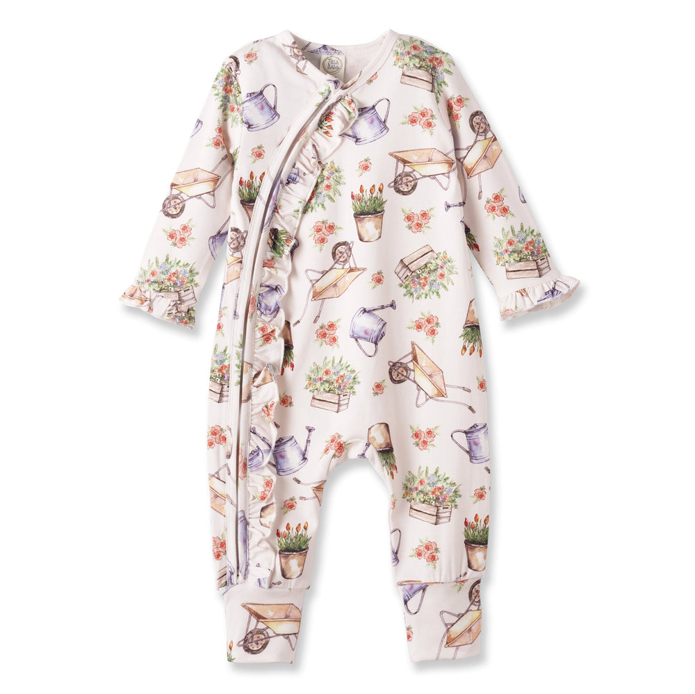 Petal Patch Baby Girl Romper – Bamboo with Convertible Cuffs Tesa Babe