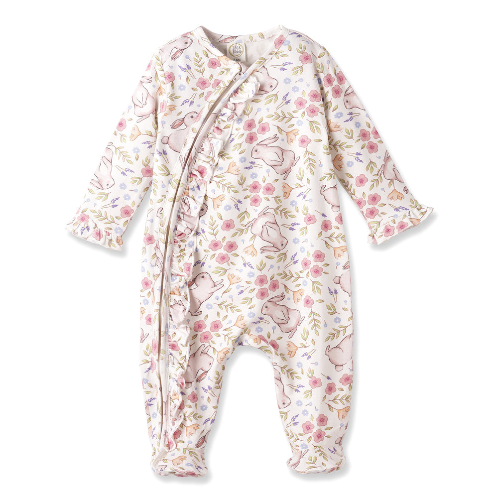 Bunny Blooms Soft Bamboo Zipper Romper for Easter Tesa Babe