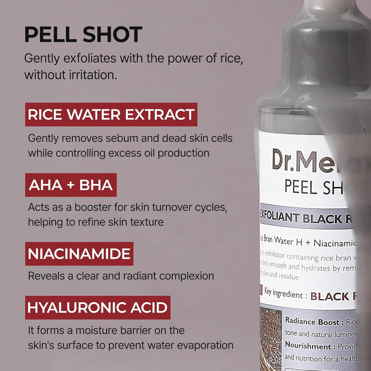 Dr. Melaxin Peel Shot Exfoliant Black Rice Ampoule - Snipetell
