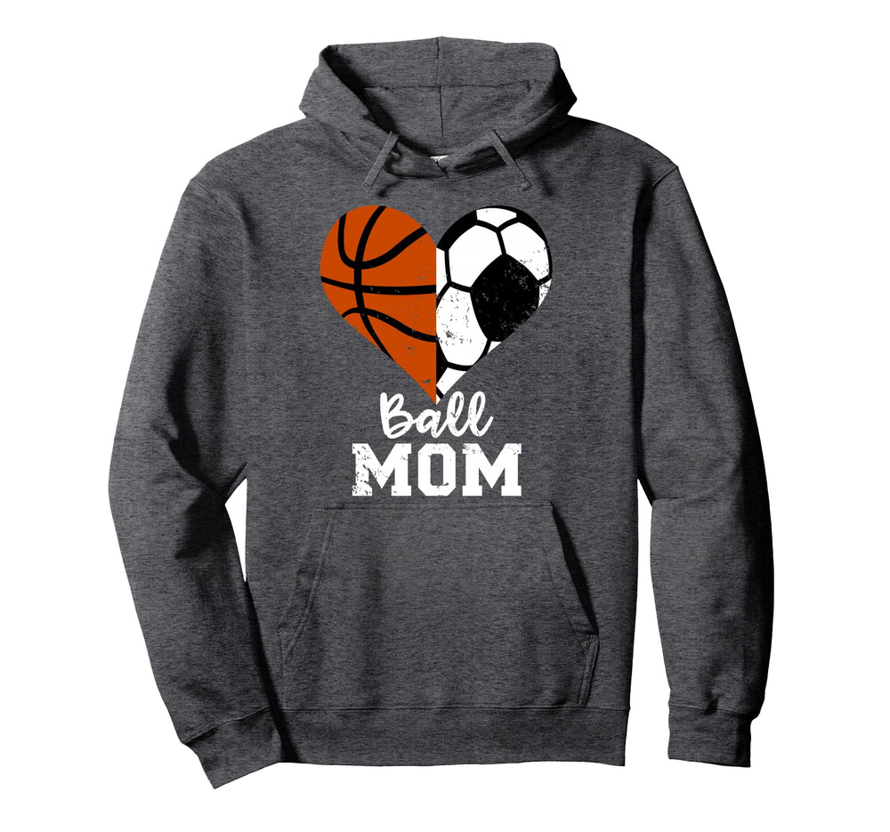 Ball Mom Heart Funny Soccer Basketball Hoodie - Streetwear Style Men Women