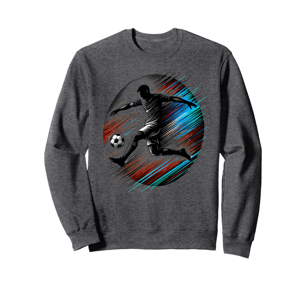 Dynamic Soccer Silhouette Mid Air Sweatshirt - Minimalist Print Unisex