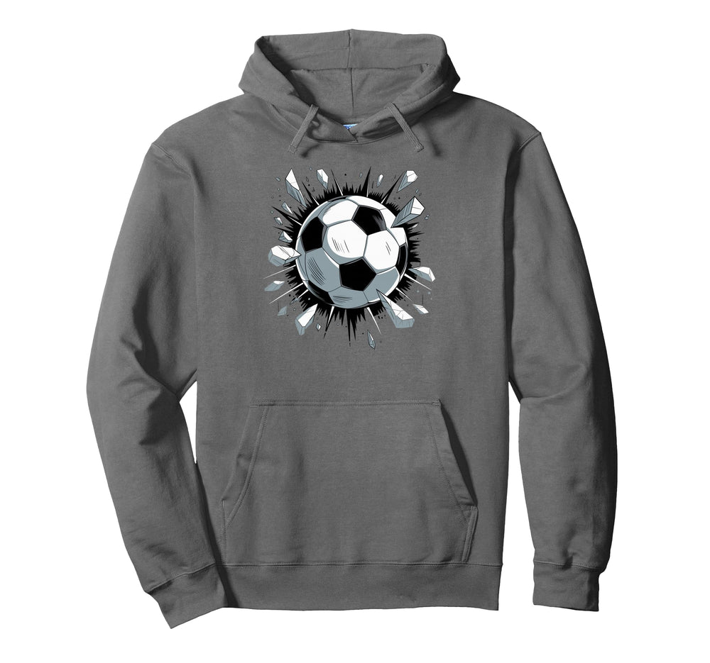 Soccer Ball Crashing Through Wall Hoodie - Custom Art Print for Adults
