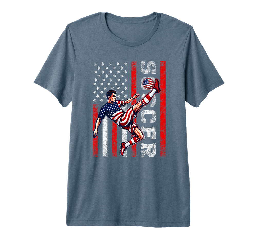 Patriotic Soccer Player American Flag T-Shirt - Minimalist Print Unisex