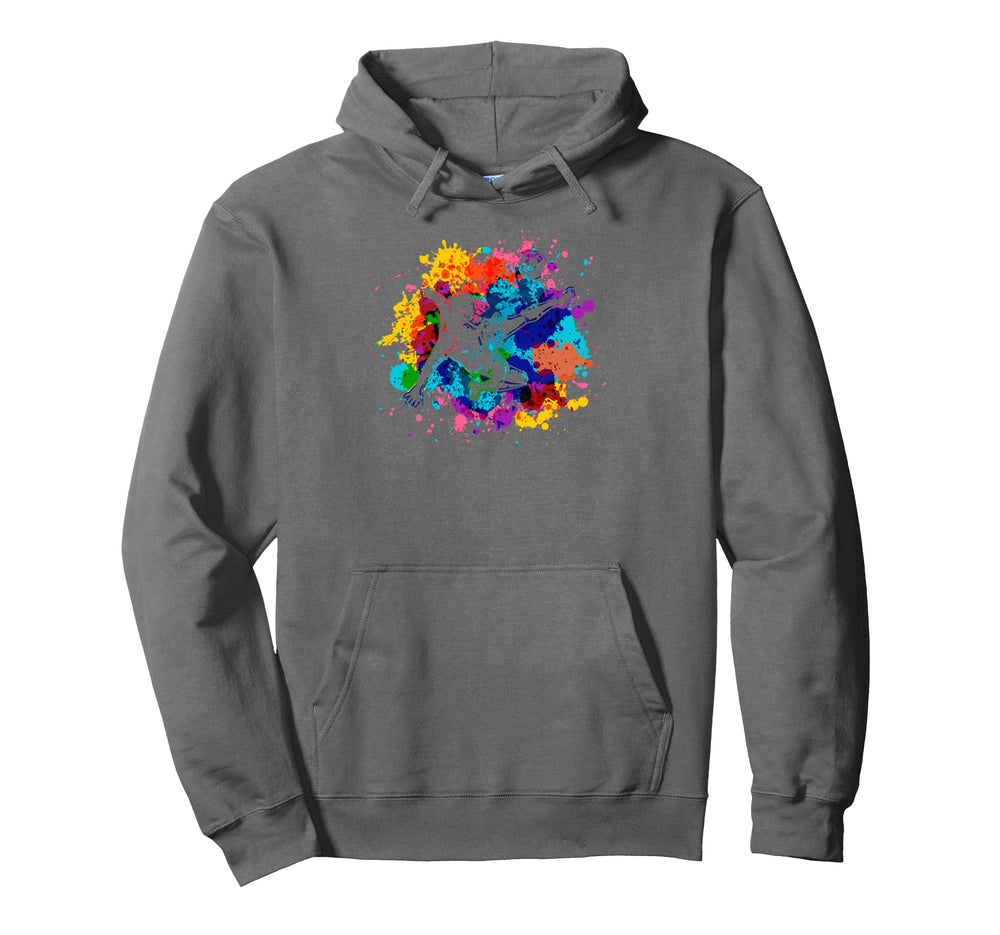 Colorful Soccer Bicycle Kick Splash Art Hoodie - Graphic Print for Adults