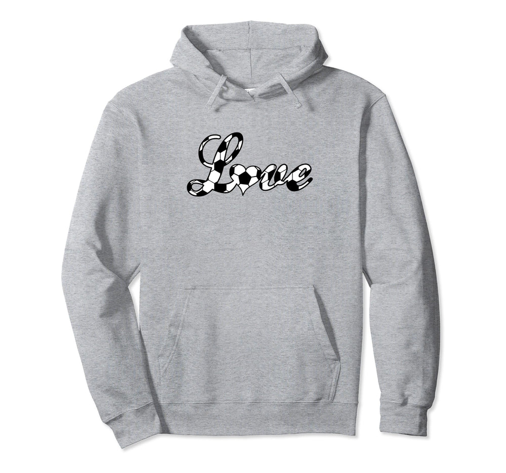 Love Soccer Ball Heart Soccer Mom Hoodie - Minimalist Print for Adults