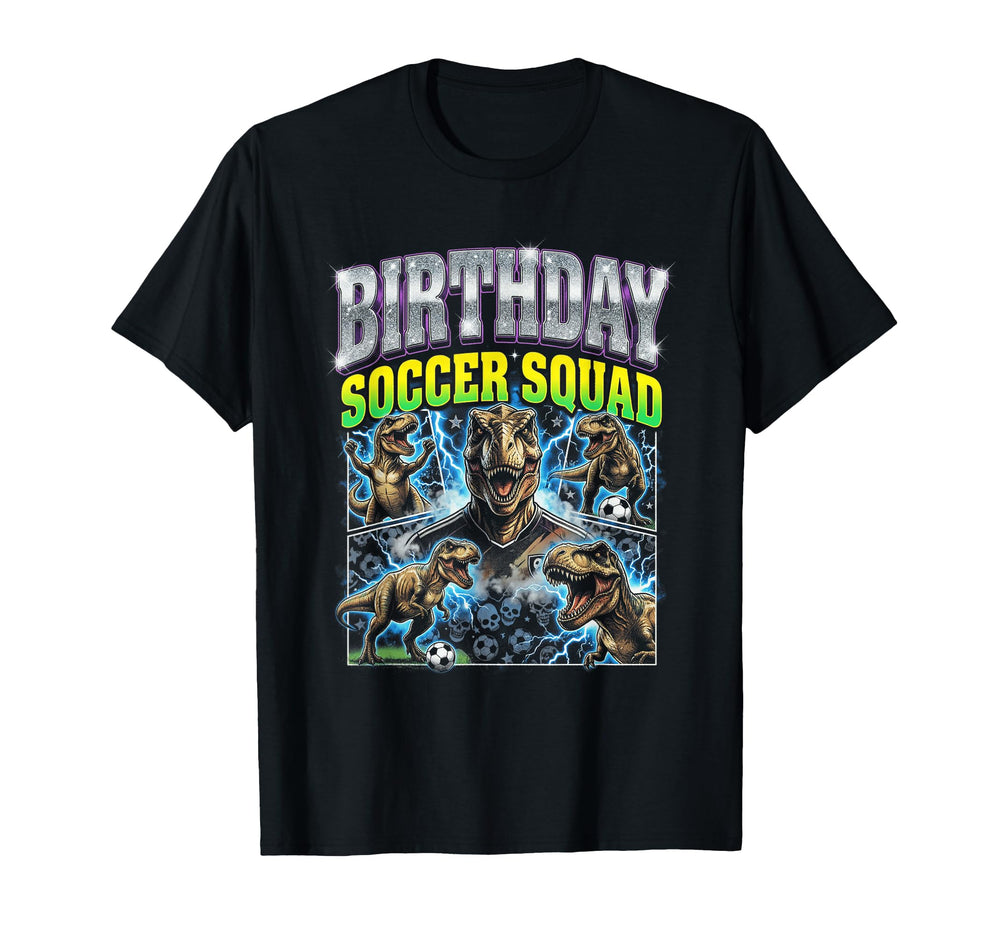 Funny Dinosaur Soccer Squad T-Shirt - Casual Everyday Wear for Adults