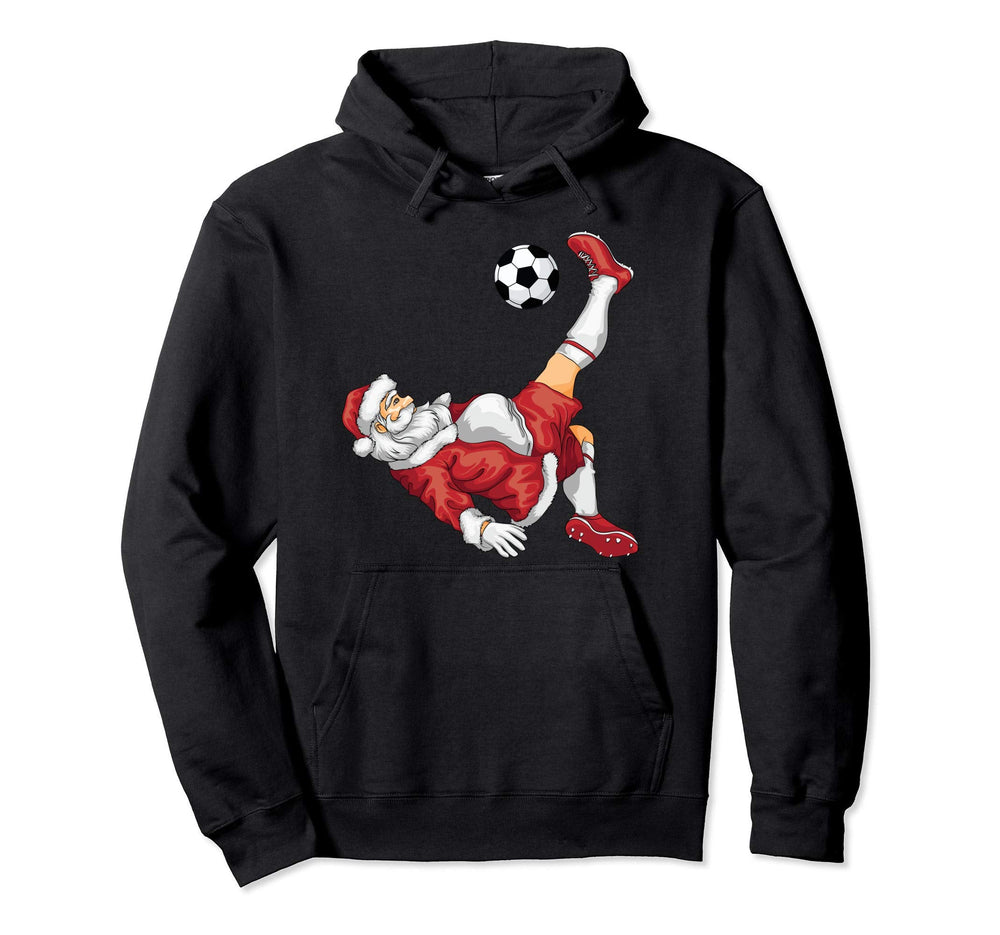 Santa Soccer Bicycle Kick Goalies Gag Gift Hoodie - Custom Art Print Unisex