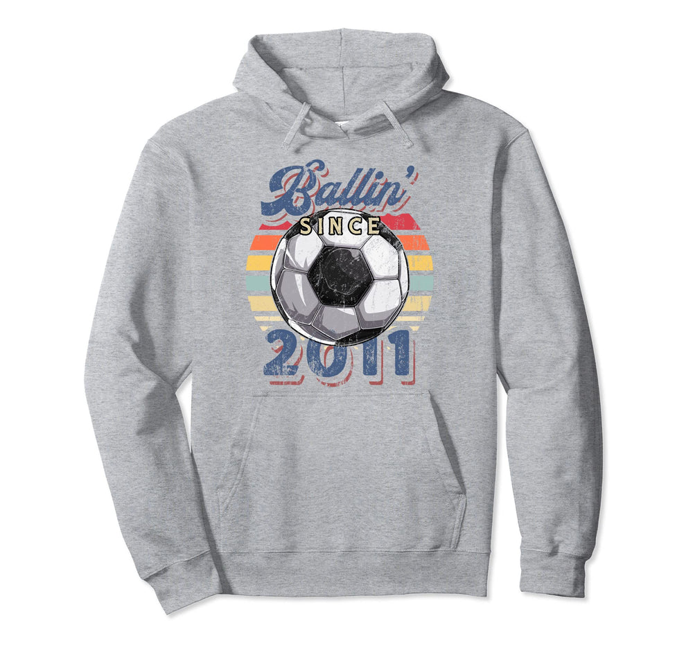 Ballin Since 2011 11Th Soccer Birthday Hoodie - Graphic Print Men Women