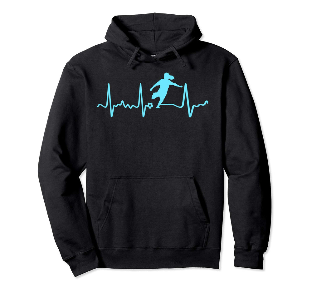 Light Blue Soccer Heartbeat Female Hoodie - Fun Novelty Design Men Women