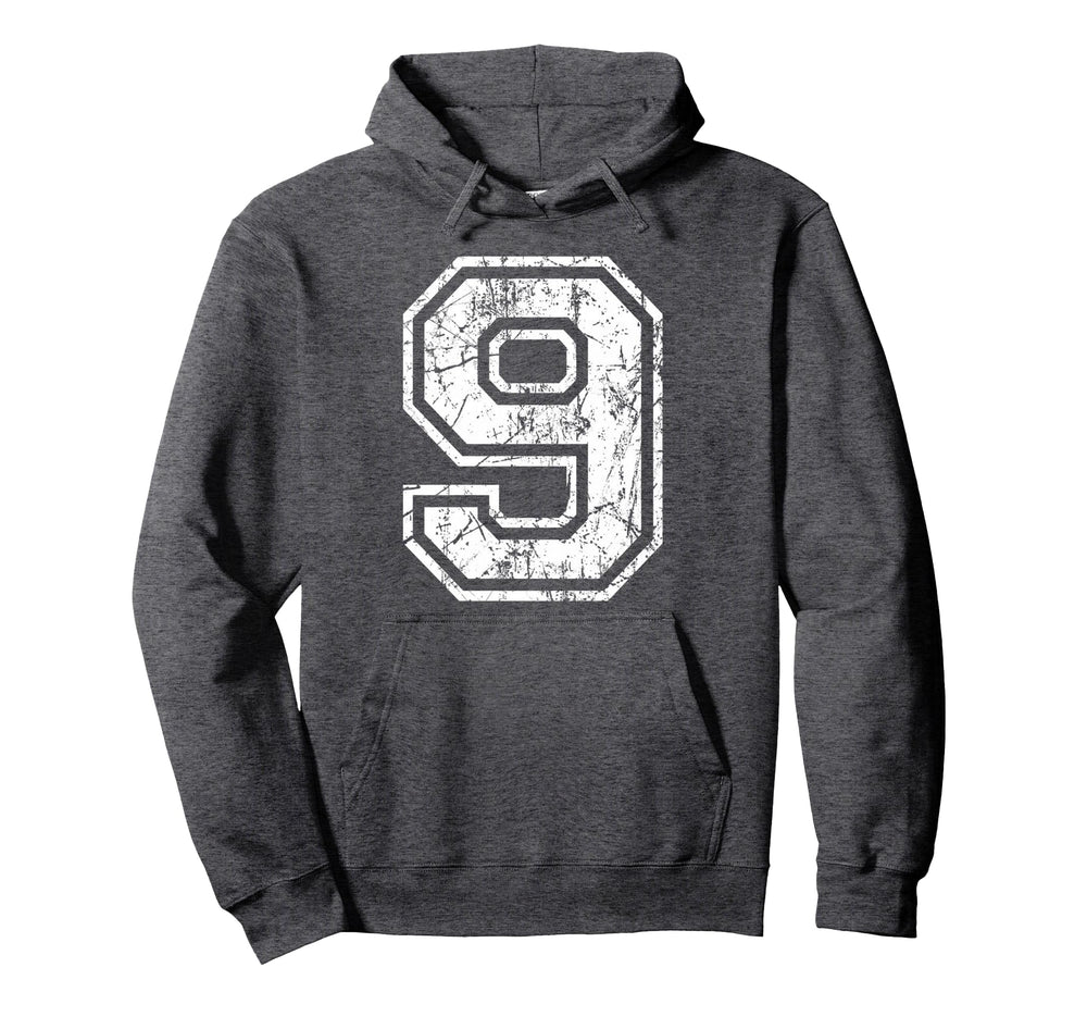 Sports Jersey Grunge Number 9 Fan Hoodie - Casual Everyday Wear Men Women