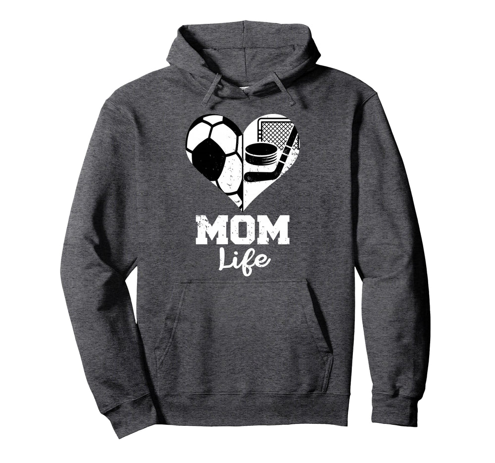 Mom Life Heart Funny Soccer Hockey Mom Hoodie - Aesthetic Graphic Unisex