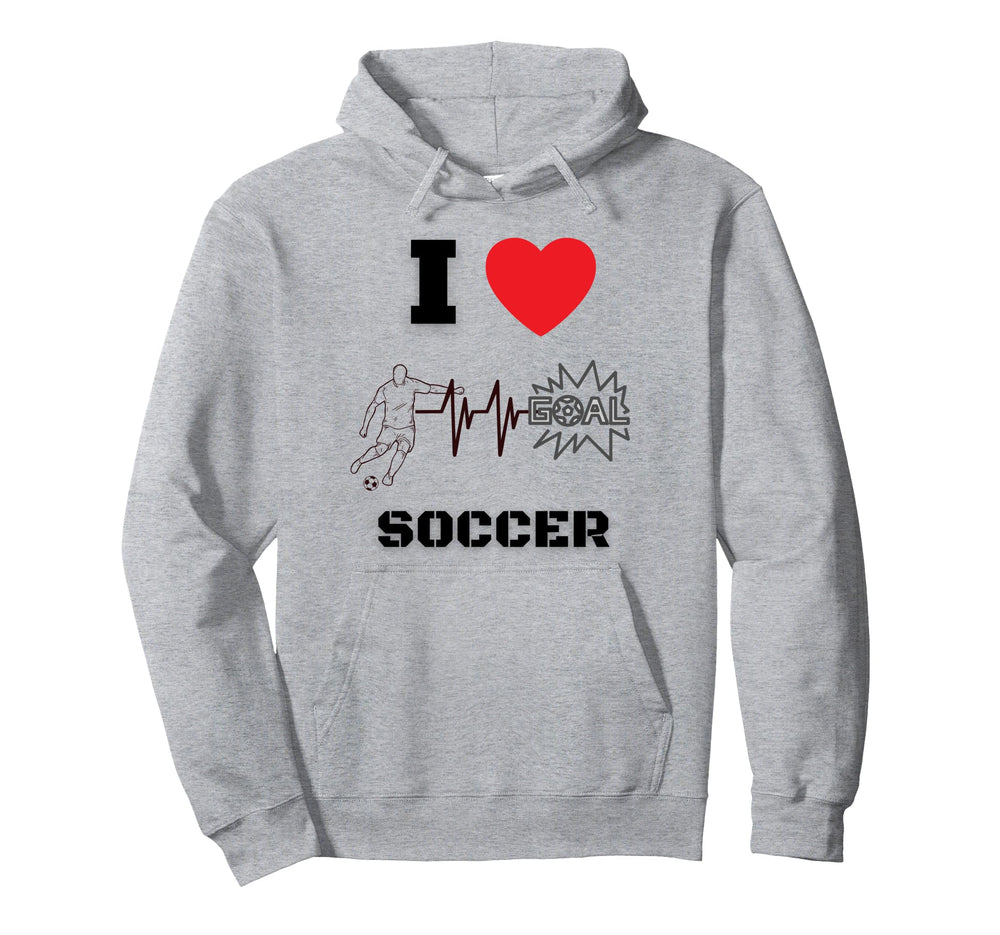 I Love Soccer Heartbeat Ekg Heart Hoodie - Custom Art Print Unisex