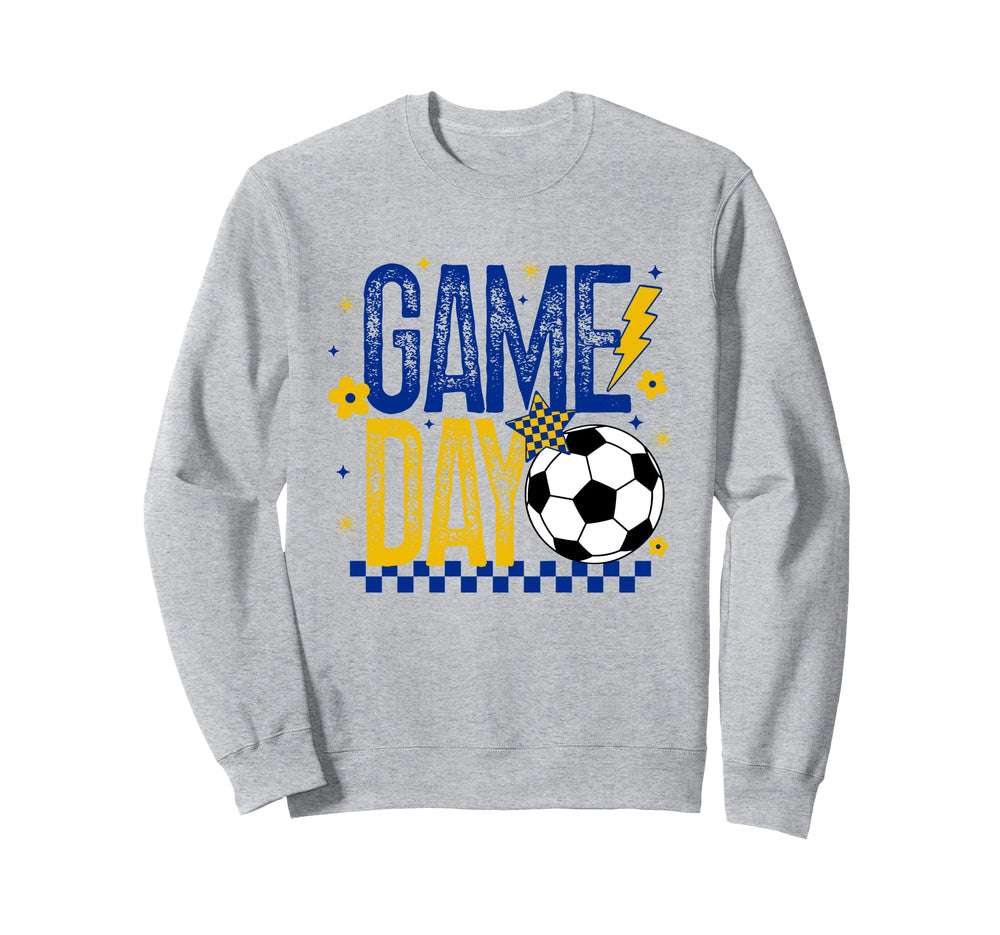 Game Day Soccer Season Blue Gold Sweatshirt - Trendy Graphic Men Women