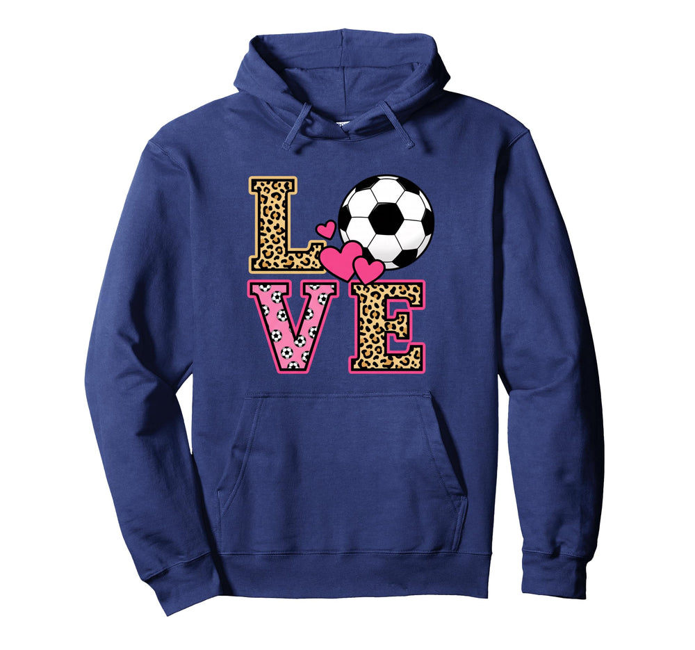 Love Leopard Soccer Ball Womens Soccer Hoodie - Streetwear Style Unisex