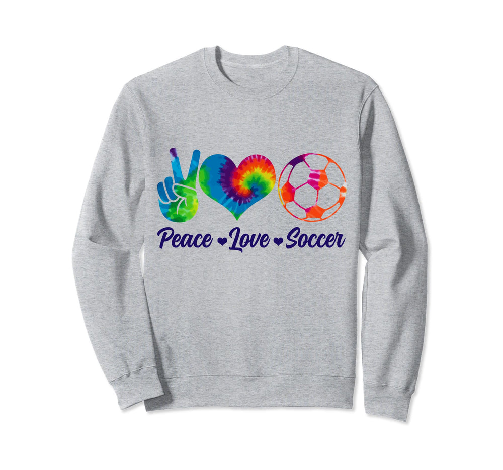 Soccer Tie Dye Peace Love Soccer Sweatshirt - Novelty Apparel for Adults