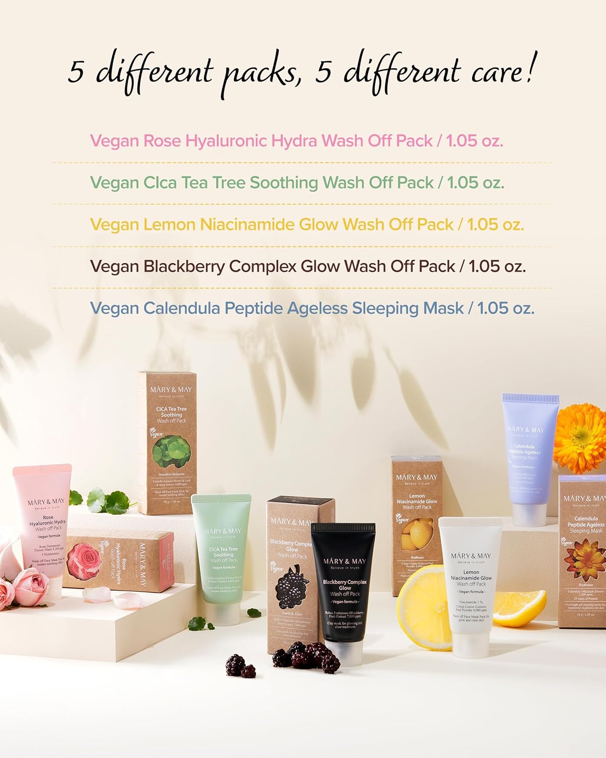 Mary & May Vegan Wash Off Mask Mini Gift Set - Snipetell