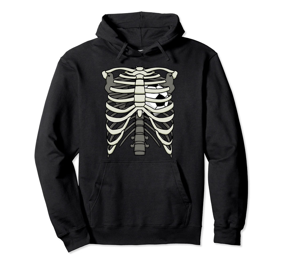 Ribcage Halloween Soccer Player Hoodie - Fun Novelty Design for Adults