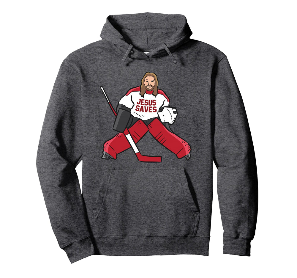 Funny Hockey Jesus Saves Hockey Goalie Hoodie - Aesthetic Graphic Unisex