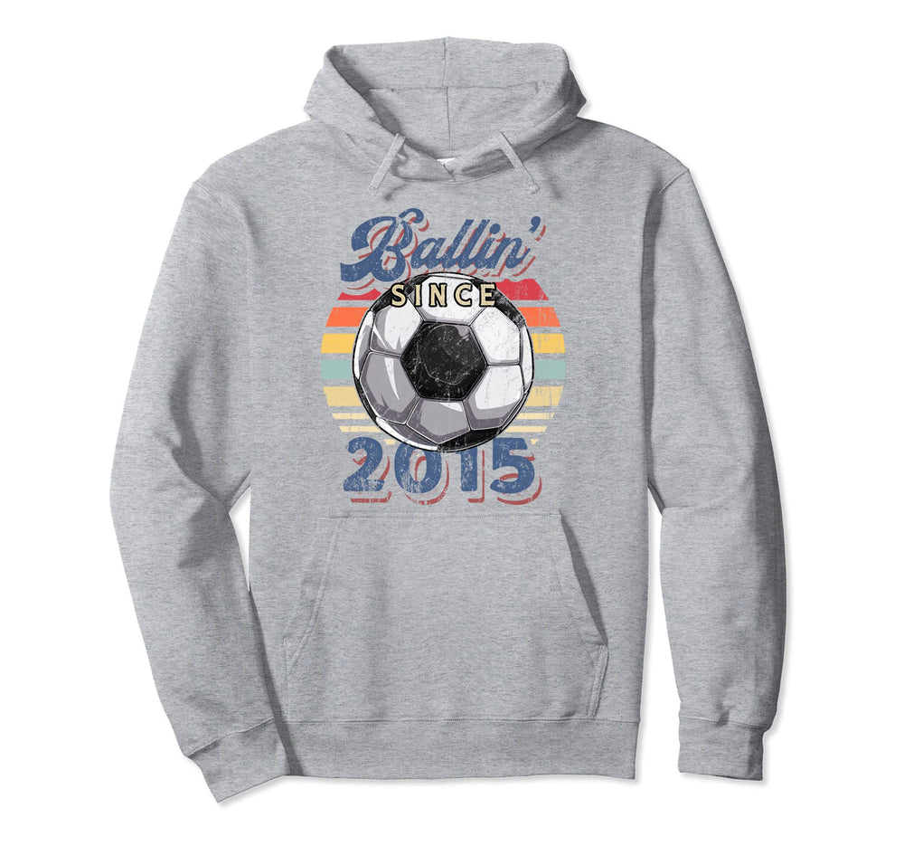 Ballin Since 2015 7Th Soccer Birthday Hoodie - Minimalist Print for Adults